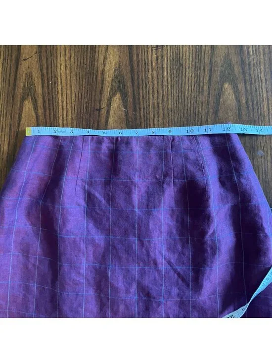 Vintage 90s Linda Allard Ellen Tracy Purple Linen Pencil Skirt 2 Petite Mini Off - Picture 6 of 8